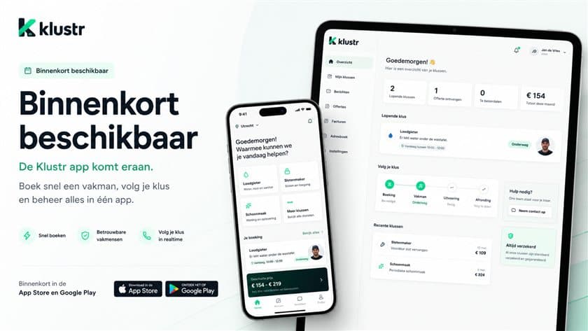 Preview van de Klustr app