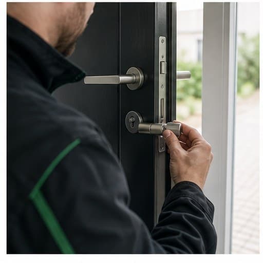 Een vakman vervangt een deurslot